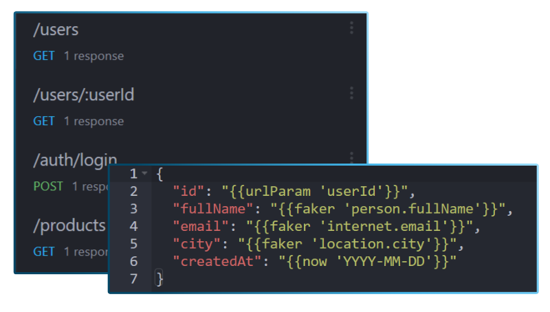 Mockoon application screenshot showing mock API creation