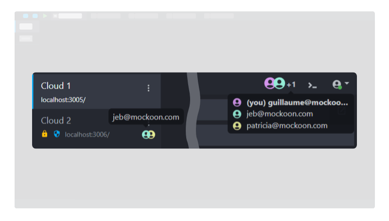 Mockoon Pro interface showing real-time team collaboration